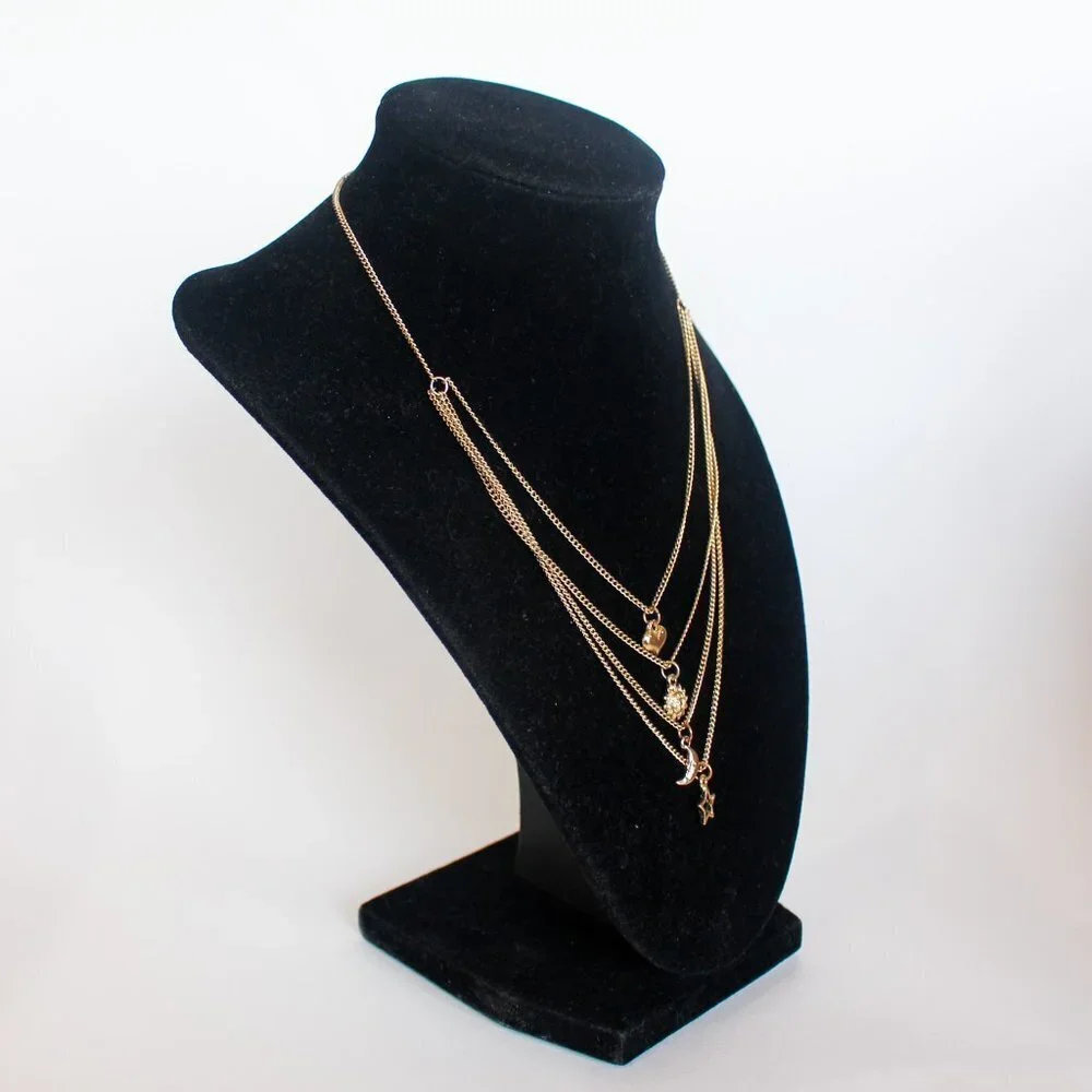 Star Moon Sun Gold Tone Multi Adjustable Length Fashion Jewelry‎ Boho Necklace
